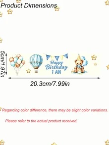 客製化 1 歲生日水瓶貼紙 | 個性化小熊水貼，男嬰洗禮回禮，返校季 - 彩色 - 查看 2