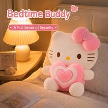 Hasbro 1 pieza Muñeca de peluche Sanrio Hello Kitty abrazando un corazón, muñeca de gato con lazo lindo, regalo de cumpleaños para niñas, almohada de peluche de gato KT con forma de corazón, 30/40cm decoración del hogar, muñeca de consuelo - Multicolor - Ver 9