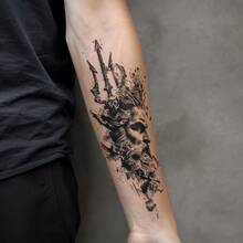 1pc Waterproof Anti-Rub PVC Realistic Sea Demon Tattoo Sticker, Suitable For Daily Wear - Grey - View 3