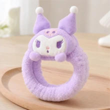 Kuromi MINISO Sanrio 毛絨髮圈 可愛角色彈性髮帶 返校季日常護膚必備女性配件 - 淡紫色 - 查看 5