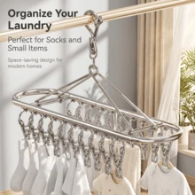 Steel Drying Rack With Multiple Clip Quantity Options, Windproof And Rust-Resistant Strong Spring Clips, Multi-Clip Clothes Drying Rack For Balcony, Dorm, Socks, Underwear, Baby Clothes, Space-Saving Durable Multifunctional Drying Rack - View 6