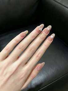 10Pcs Handmade Press On Nails, Long Almond, Nude Pink Cat Eye With 3D Butterfly Charm, Glossy Elegant Style, Reusable Full Cover Fake Nails For Women - Multicolor - View 5