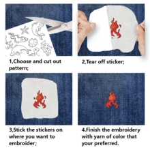 Patrón de Bordado DIY con Estampado de Animales Soluble en Agua, Estabilizador de Tela No Tejida Autoadhesiva, Adecuado para Decoración de Ropa, Bolsos y Sombreros Hechos a Mano - A345 - Ver 7