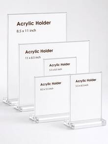 三种尺寸亚克力标牌架 - 透明T型塑料展示架，双面纸张及标牌架，适用于菜单、传单、图片 - 亚克力纸张架及收纳盒，适用于办公室、零售店、展览、餐厅、婚礼等场所 - 無色 - 查看 6