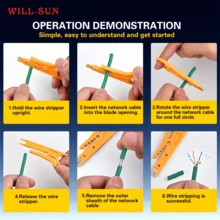 12pcs Wire Stripper, Wire Stripping Knife, Network Cable Crimping Tool, Multi-Functional Small Yellow Knife - A - View 2
