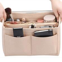 1pc Extra Large/Large/Medium/Small Multi-Functional Large Capacity Felt Fabric Inner Bag, Large Capacity Cosmetic Bag, Felt Bag, Medium Bag, Detachable Minimalist Storage Organizer - Burgundy - View 12