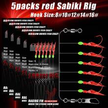 5packs/30hooks Red Sabiki Rig, Professional Bionic Lure For Mackerel, Sardine, Herring, Small Stone Fish And Other Small Sea Fish, Fishing Accessories - Red - View 3