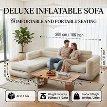 Upgraded Luxury Outdoor Inflatable Mattress & Inflatable Sofa, Thickened PVC Material, Stronger Weight Capacity, Suitable For Indoor/Outdoor, Garden, Party, Movie Party, Graduation Season And More, Also A Top Choice For Holiday Gifts - Large Sofa - View 4