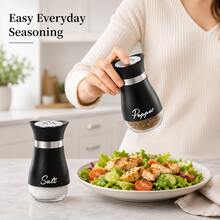 Juego de salero y pimentero con base, salero reutilizable, botella de 4 oz, estilo granja moderna, regalo creativo para la cocina, artículos esenciales de cocina, diseño moderno, decoración de cocina moderna, utensilios de cocina de alta calidad, condimentos - Multicolor - Ver 4
