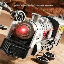 1pc Retro Steam Train Toy, Mist Steam, Linked Wheels, Sound And Light Effects, Available In Multiple Colors, Suitable For Children's Toys/Train Enthusiasts' Collection/Birthday Gifts - Multicolor - View 5