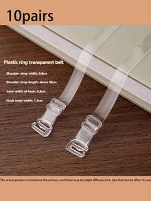 10 Pairs Clear Invisible Bra Straps, Non-Slip Sexy Strapless Bra Accessories With Metal Buckle (1/2/3/5/10 Pairs) 1pc - Multicolor - View 12