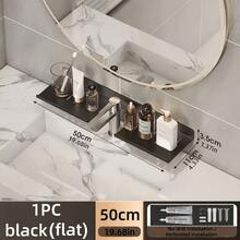 Stainless Steel Wall Mounted Storage Rack, No Damage Installation, Suitable For Bathroom, Vanity, Cabinet, Kitchen, Decorative Bathroom Accessory, Home Decor, Storage Organizer Shelf - Multicolor - View 15