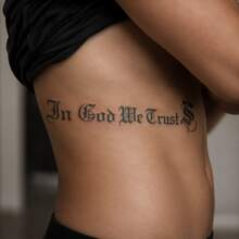 1 pieza Pegatina de tatuaje temporal de PVC resistente al agua y anti-roce con patrón de letras realista, adecuada para uso diario - Gris - Ver 2