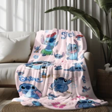 1PC Pink Floral Heart Stitch Disney Flannel Printed Blanket, Air Conditioner Cover Blanket - 100% Polyester Knitted Quilted Blanket, Digital Print - Comfortable Bedding Suitable For All Seasons, Perfect For Napping, Camping, Travel - Ideal Gift For Friends And Family, Comfortable Flannel Blanket - Multiple Sizes Available, Ultra Soft, Suitable For Sofa/Bed, All Season Essential, Perfect For Daily Rest On The Sofa - Multicolor - View 4