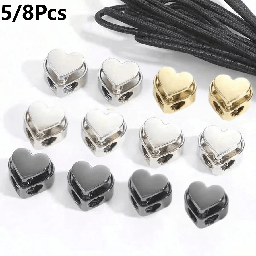 5/8Pcs Heart-Shaped Spring Lock Buckle Drawstring Adjuster Hoodie/Bag Accessories Handmade Sewing Durable Fastener DIY Sewing Knitting Decorative Buckle - Multicolor - View 1