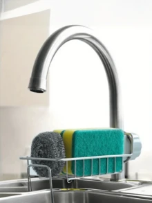 1pc Faucet Storage Rack, Knob Fixed, Easy Disassembly & Installation - Hollow Drainage Design - Kitchen Sponge Holder, Bathroom Accessory Drainable Organizer - Multicolor - View 3