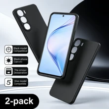 2 buah Casing Ponsel Bentuk Jelly Hitam, Cocok Untuk V76. Casing Ponsel, Pelindung Ponsel Sederhana, Casing Pelindung Modis, Casing Ponsel Warna Solid, Casing Ponsel Hitam, Casing Ponsel Anti Jatuh - Hitam - View 1