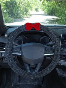 Car Interior Accessories Protective Cover, Small Fragrant Wind Steering Wheel Protective Cover, Cute Bow Decoration, All Season Universal, Multi-Color Optional, Anti Slip And Wear-Resistant - Fragrant Breeze Bow - View 4