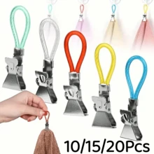 10/15/20Pcs Towel Clips, Tea Towel Hooks, Kitchen Towel Clips, Multi-Color Metal Hanging Kitchen Clips, Suitable For Kitchen, Cabinets And Bathrooms - Multicolor - View 2
