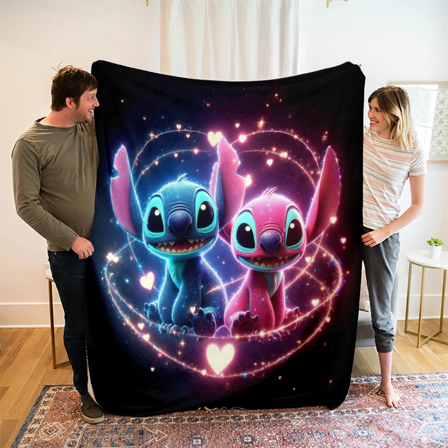 1PC Colorful Starry Sky Butterfly Star Stitch Disney Flannel Printed Blanket, Air Conditioner Cover Blanket - 100% Polyester Knitted Quilted Blanket, Digital Print - Comfortable Bedding Suitable For All Seasons, Perfect For Napping, Camping, Travel - Ideal Gift For Friends And Family, Cozy Flannel Blanket - Multiple Sizes Available, Ultra Soft, Suitable For Sofa/Bed, Essential For All Seasons, Perfect For Daily Rest On The Sofa - Multicolor - View 1