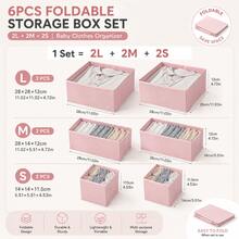 3/6/9pcs Foldable Fabric Storage Boxes, Baby Clothes Organizer Divider Bins, Wardrobe Drawer Dividers, Suitable For Baby Room/Socks/Daily Storage - Multicolor - View 4