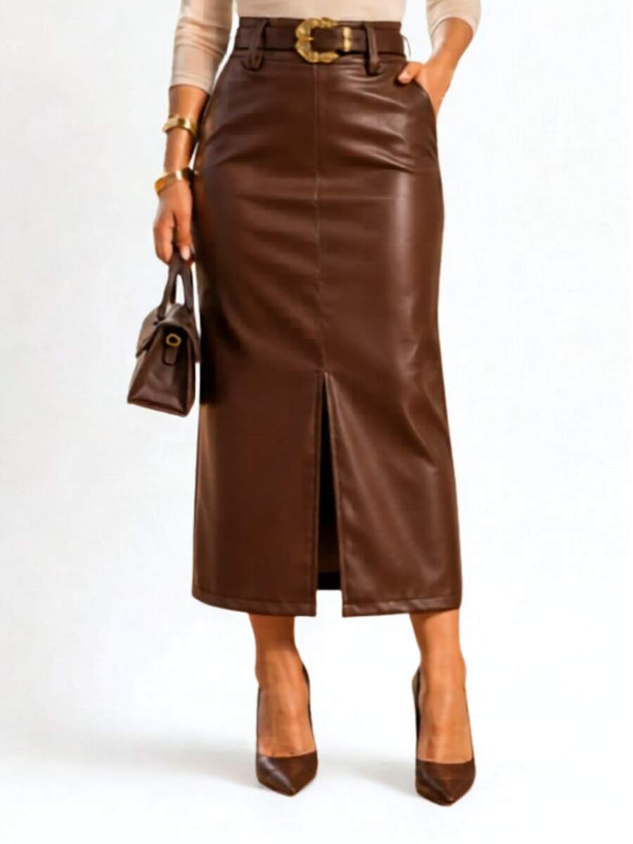 Women's Long Skirt, Godet Skirt, Women's Clothing, Evangelical Fashion, Comfortable - 鏽棕色 - 查看 1