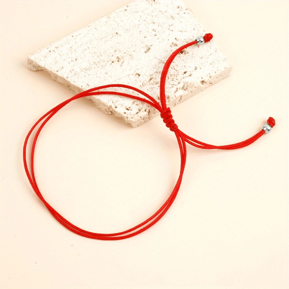 1pc Bohemian Style Spring/Summer New Handmade Adjustable Bracelet, Unisex - Red - View 1