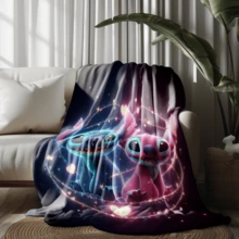 1PC Colorful Starry Sky Butterfly Star Stitch Disney Flannel Printed Blanket, Air Conditioner Cover Blanket - 100% Polyester Knitted Quilted Blanket, Digital Print - Comfortable Bedding Suitable For All Seasons, Perfect For Napping, Camping, Travel - Ideal Gift For Friends And Family, Cozy Flannel Blanket - Multiple Sizes Available, Ultra Soft, Suitable For Sofa/Bed, Essential For All Seasons, Perfect For Daily Rest On The Sofa - Multicolor - View 4