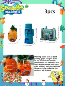 SpongeBob SquarePants 1個 方形褲子水族魚缸裝飾鳳梨屋躲避洞穴組，魚缸裝飾品，最適合好友的節日派對氛圍裝飾，完美的派對裝飾，家居裝飾品，完美的房間裝飾，聖誕禮物，給女朋友的畢業禮物，情人節，生日慶祝，紀念品，女性紀念品，可愛美學，情人節，禮物，裝飾品，家居裝飾，情人節禮物 - 查看 21