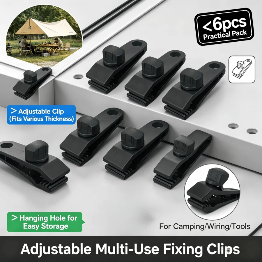 6/12-Pack Heavy-Duty Tarp Clips - Strong Locking Grip Clamps With Thumb Screws, Designed For Securing Tarps And Awnings. Suitable For Camping Tarps, Sunshades, RV Awnings, Car Covers, Pool Covers, Boat Covers, And More. - A - View 1