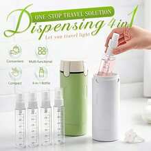 Juego de 4 botellas dispensadoras de viaje a prueba de fugas | Recipientes de plástico redondos recargables para champú, acondicionador, gel de baño y loción - Juego de artículos de tocador de viaje compacto adecuado para todas las estaciones, recargable, portátil a prueba de fugas, cumple con los estándares de de aviación, diseño de bomba - Botellas dispensadoras 4 en 1 - Ver 2
