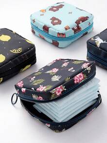 Portable Period Bag With Zipper, Privacy Soft Corduroy Sanitary Storage Pouch, For Women Girls, Sanitary Pads Tampons, Mini Makeup Bag, Dorm Bathroom Gym Office Beach Camping Cruise Travel, Period Essentials Gift For Mom Teacher Girlfriend Must-Have - Multicolor - View 2