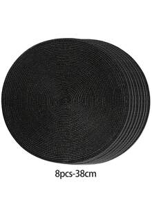Miếng lót bàn tròn dệt PP 12/15 inch, miếng lót ly 4.72 inch, nhiều màu sắc, có thể giặt, cách nhiệt, miếng lót bàn, miếng lót ly, miếng lót bình hoa, trang trí mặt bàn, phù hợp cho đám cưới, tiệc lễ hội, nhà hàng, nhà bếp, trang trí tiệc Giáng sinh và Năm mới - màu đen - Xem 12