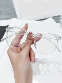 Gafas de marco de plástico minimalista para hombres, estilo retro clásico, moda transparente - Multicolor - Ver 4