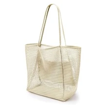 1pc Mesh Beach Tote Bag, Outdoor Activity Travel Organizer, Makeup, Cosmetic, Vacation Organizer,R Makeup Case, Home, Holiday And Halloween Christmas Multipurpose, Women's Shoulder Bag, A Must-Have For Summer Outdoor Travel.Back To School Season - Multicolor - View 12
