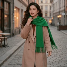 Women's Pashmina Scarf/Shawl/Long Winter Scarf - Bendera Hijau - View 2