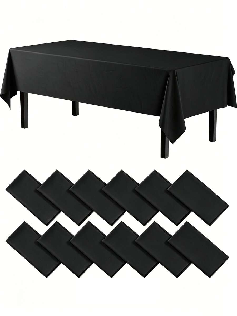 1/3/6/12 Stücke schwarze einfarbige Kunststoff-Tischdecken - 54 Zoll x 108 Zoll - Einweg-Tischdecken, geeignet für Partys und Picknicks, perfekt für Hochzeiten, Weihnachten, Thanksgiving, Halloween