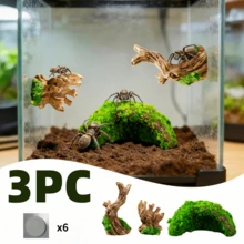 3 pièces Cachette en branche d'arbre creuse pour reptiles, décoration d'escalade pour terrarium et habitat d'insectes - Voir 1
