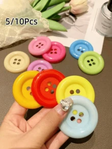 5/10入 3.4cm/4.8cm/6.0cm 大號手工玩具DIY裝飾鈕扣，隨機顏色與尺寸，適用於DIY衣物裝飾、麻布緞帶繩DIY婚禮麻繩手工藝禮品派對裝飾 - 彩色 - 查看 2
