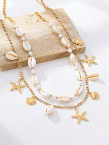 2pcs Bohemian Style Ocean Series Shell And Starfish Beaded Women's Beltconcert Outfit - Multicolor 6 - View 5