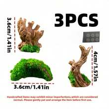 3 pièces Cachette en branche d'arbre creuse pour reptiles, décoration d'escalade pour terrarium et habitat d'insectes - Voir 4