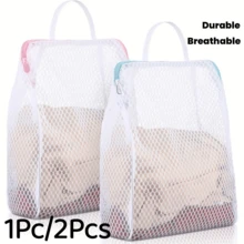 1Pc/2Pcs Honeycomb Mesh Laundry Bag With Handle, Durable Polyester Fabric, Multi-Functional Rectangular Zipper Design Suitable For Delicate Clothes And Socks, Thickened Fine Travel Underwear Clothing Storage Bag - Multicolor - View 13