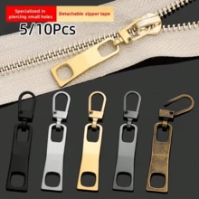 5/10Pcs 2-Hole Rectangular Metal Zipper Puller Removable Repair Tool Clothes Backpack Zipper Head Pendant Buckle Replacement Accessories - E-Mixed Color - View 2