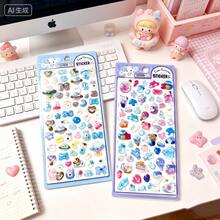 Pegatinas de Sello 3D con Expresión de Dibujos Animados Divertidos, Calcomanías de Textura de Cristal Colorido para Diario, Decoración DIY de Papelería, Pegatinas de Recompensa de Marca Diaria - Multicolor - Ver 6
