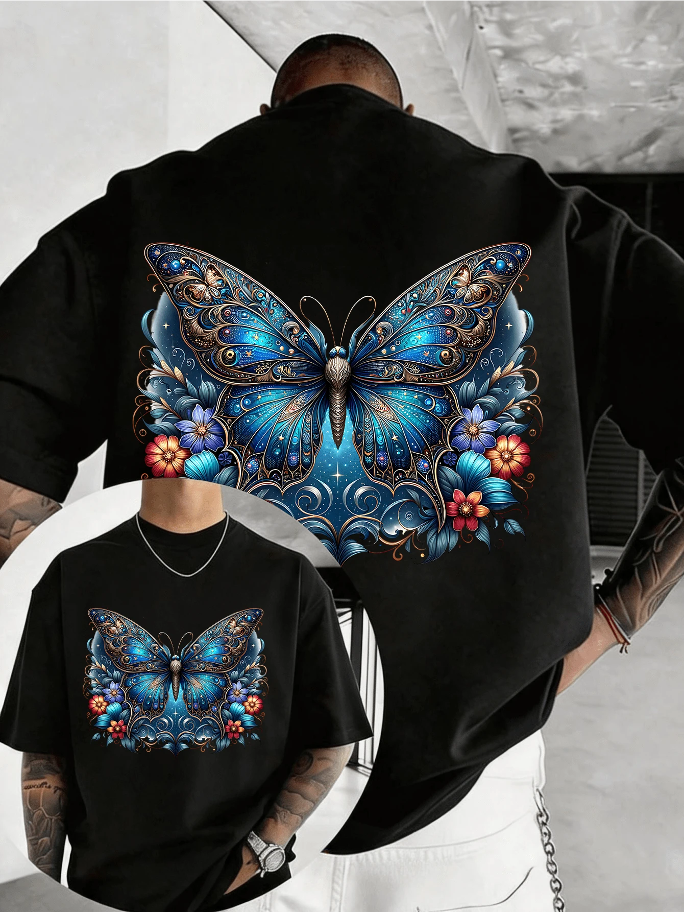 Men T-Shirts - 黑色 - 查看 1