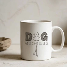Taza de cerámica con estampado de peluquero canino, estilo salón de mascotas profesional, diseño minimalista y estético, ideal para uso diario en la oficina. Idea de regalo de cumpleaños asequible. - Blanco - Ver 6