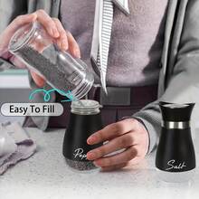 Juego de salero y pimentero con base, salero reutilizable, botella de 4 oz, estilo granja moderna, regalo creativo para la cocina, artículos esenciales de cocina, diseño moderno, decoración de cocina moderna, utensilios de cocina de alta calidad, condimentos - Multicolor - Ver 10