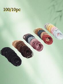 100/10 Stück mehrfarbige Haarbänder, geeignet für Frauen, hoch elastische, nicht schädigende Haarbänder. Mehrere Farben geeignet zum Kombinieren mit verschiedenen Outfits, multifunktionale Haaraccessoires, geeignet für Campus, Büro, Einkaufen, können auch als aufmerksames kleines Geschenk für Freunde verwendet werden - Verschiedenfarbig - Übersicht 1