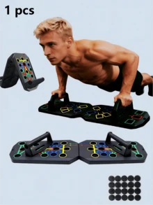 1 Set Multi-Function Push-Up Board | Portable Home Fitness Equipment | Color-Coded For Chest, Shoulder, Triceps, Back Workouts | Suitable For Men, Women, Beginners And Fitness Enthusiasts - Multicolor - View 1
