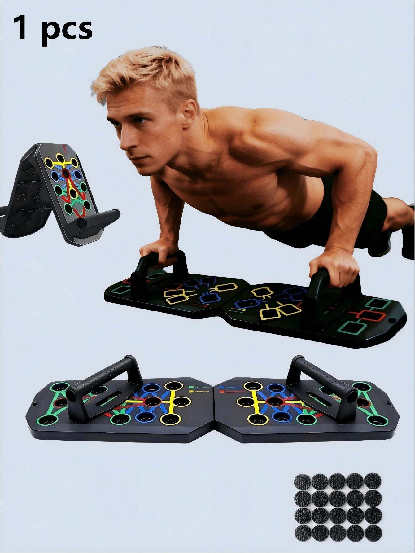 1 Set Multi-Function Push-Up Board | Portable Home Fitness Equipment | Color-Coded For Chest, Shoulder, Triceps, Back Workouts | Suitable For Men, Women, Beginners And Fitness Enthusiasts - Multicolor - View 1